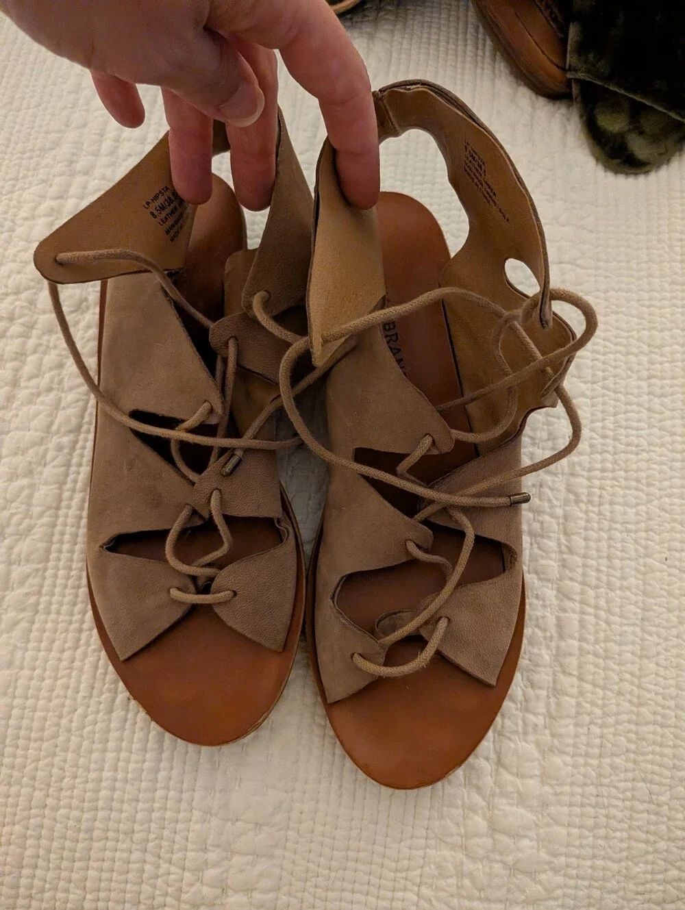 Lucky Brand Taupe Lace-Up Platform Sandals 8.5